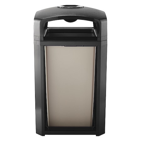 Landmark Series(R) 50 gal Square Outdoor Can, Black, None, Plastic, 26 in