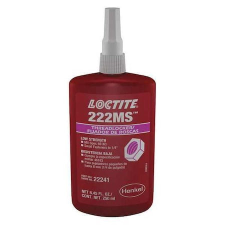 Threadlocker, LOCTITE 222MS, Purple, Low Strength, Liquid, 250 mL Bottle