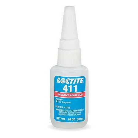 Instant Adhesive, 411 Series, Clear, 0.7 oz, Bottle