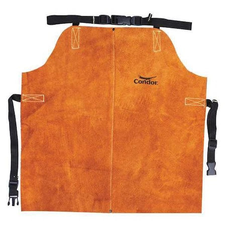 Welding Apron, Leather, 24 in Length, Brown, Universal