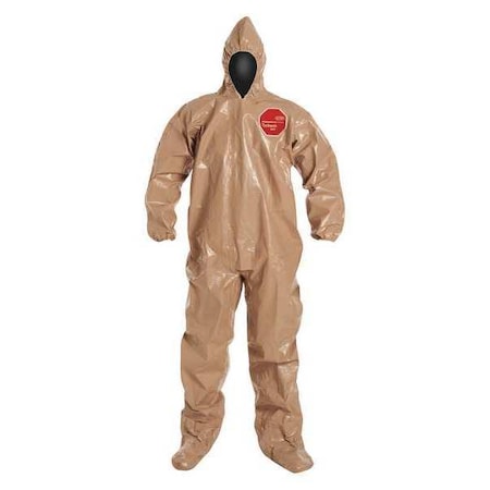 Standard Fit Hood. Elastic Wrists. Attached Socks. Storm Flap with Adhesive Closure. Tan. MD