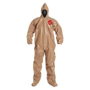 Standard Fit Hood. Elastic Wrists. Attached Socks. Storm Flap with Adhesive Closure. Tan. 6X