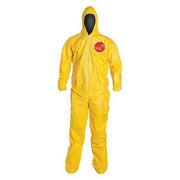 Coverall. Standard Fit Hood. Stormflap. Elastic Wrists. Attached Socks. Yellow. 3X