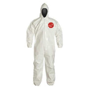 Standard Fit Hood. Elastic Wrists and Ankles. Storm Flap with Adhesive Closure. White. 2X
