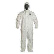 60 Coverall. Respirator Fit Hood. Elastic Wrists and Ankles. Storm Flap. White. LG