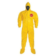 Standard Fit Hood. Stormflap. Elastic Wrists. Attached Socks. Storm Flap with Adhesive Closure. Yellow. MD