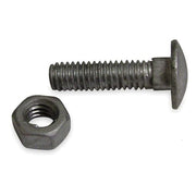 Carriage Bolt, Round Head, Square Neck, Steel, Galvanized, 3/8 in dia, 10 PK