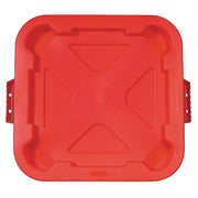 BRUTE(R) 28 gal Trash Can Lid, Flat Red, Plastic, 0 Openings 22 in W/Dia