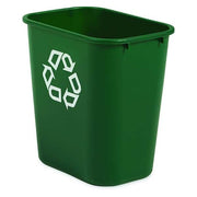 Recycling Wastebasket Container, 7 gal Capacity, 10 1/2 in W, 15 in H, 14 1/2 in D, Plastic, Green