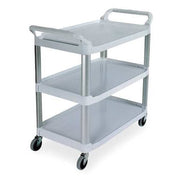 Dual-Handle Utility Cart with Lipped Plastic Shelves, Plastic, 300 lb Load Capacity, 3 Shelves