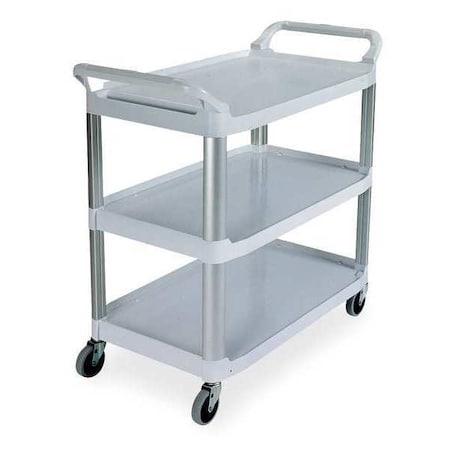 Dual-Handle Utility Cart with Lipped Plastic Shelves, Plastic, 300 lb Load Capacity, 3 Shelves