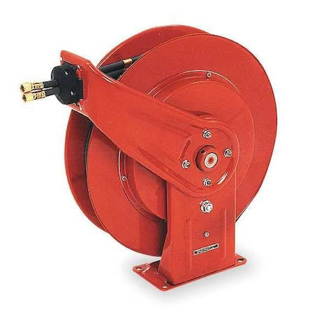 Dual Reel Spring Return Hose Reel, 3/8 in Hose Diameter, 50 ft Length, 2,000 psi Max. Pressure, Red