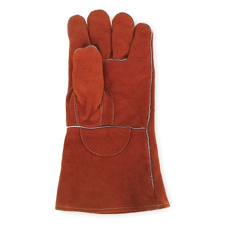 Left Hand Only Welding Glove, Gauntlet Cuff, Straight Thumb, Leather Cowhide, M
