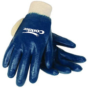 Coated Gloves, Nitrile, Smooth, Full, 3 Abrasion Level, White/Blue, L (9) 1 PR