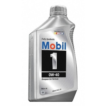 Engine Oil, Mobil 1, 0W-40, Synthetic, 1 Qt.