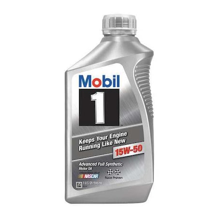 Engine Oil, 15W-50, Synthetic, Mobil 1, 1 Qt, Bottle