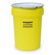 Open Head Salvage Drum, Polyethylene, 30 gal, Unlined, Yellow