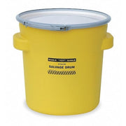 Open Head Salvage Drum, Polyethylene, 20 gal, Unlined, Yellow