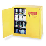 Hazardous Material Storage Cabinet, 40 gal, 3 Shelves, Steel, 43 in W x 44 in H x 18 in D, Yellow