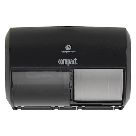 Toilet Paper Dispenser, Compact, Horizontal Double Roll, Coreless, Wall Mount, Black