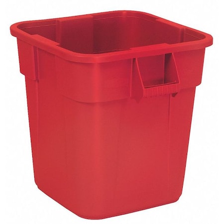 BRUTE 28 gal Square Heavy Duty Plastic Can, Red, None, Plastic, 21 1/2 in