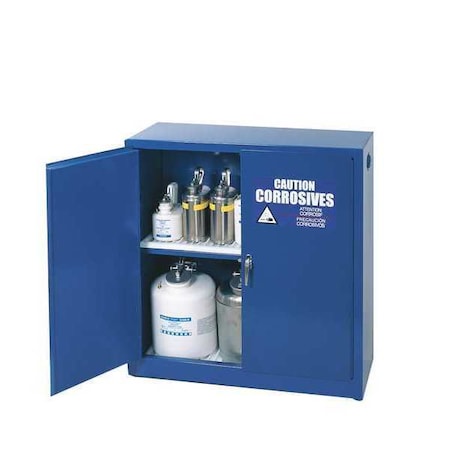 Hazardous Material Storage Cabinet, 30 gal, 1 Shelves, Steel, 43 in W x 44 in H x 18 in D, Blue