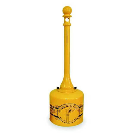 40 in H Cigarette Receptacle, 2 gal, 12 in Dia, Yellow