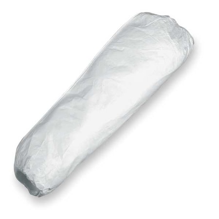 Tyvek 400 Disposable Sleeve, Elastic Closure, 18 in L, 5.9 mil Thick, Serged Seam, White, PK200