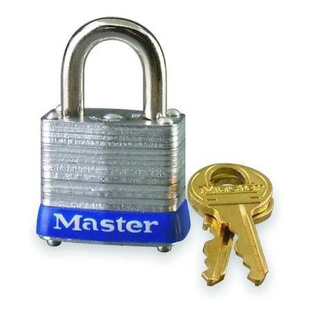 Padlock, Keyed Different, Standard Shackle, Rectangular Steel Body, Steel Shackle, 1/2 in W