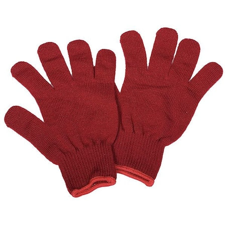 Winter Glove Liners, Acrylic, 9 1/2 in Length, Red, Size L ,1 PR