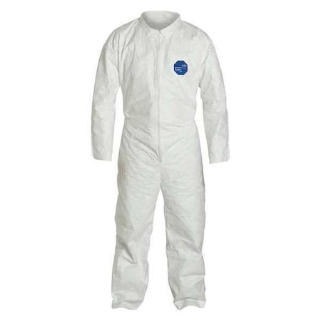 Tyvek 400 Collared Disposable Coveralls, Medium, Open Wrists and Ankles, Serged Seam, White, PK6
