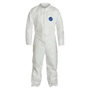 Tyvek 400 Collared Disposable Coveralls, 2XL, Open Wrists and Ankles, Serged Seam, White, PK25