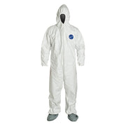 Chemical Resistant Coveralls, Hooded Coverall, M, Tyvek(R) 400, Elastic Wrist, Elastic Ankle, White