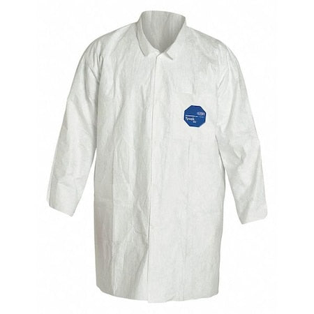 Disposable Lab Coat, 4XL, Tyvek(R) 400, Snaps, Open Cuff, Serged Seam, 30 PK