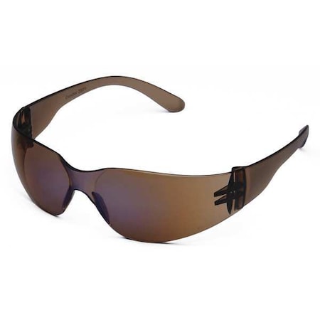 Safety Glasses, Condor V, Scratch-Resistant, Wraparound, Frameless, Brown Frame, Blue Mirror Lens