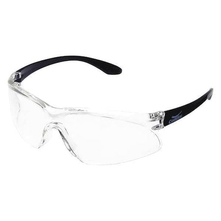 Safety Glasses, Anti-Fog, Anti-Scratch, Anti-Static, Frameless, Wraparound, Black Arm, Clear Lens