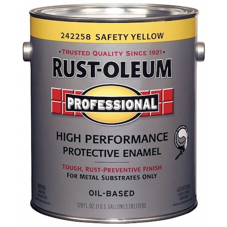 Interior/Exterior Paint, Gloss, Oil Base, Safety Yellow, 1 gal