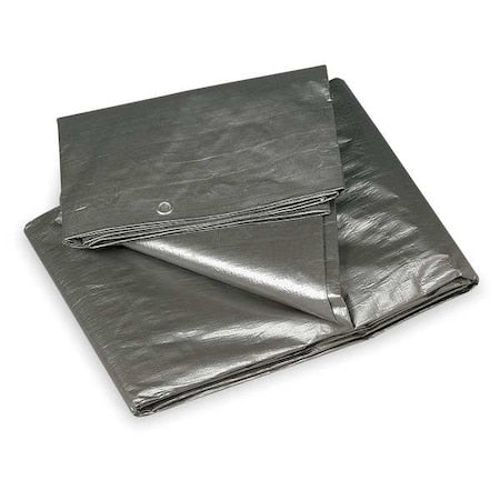 Heavy Duty Tarp, 5 ft 6 in x 7 ft 6 in, 10.5 Mil, Silver, Polyethylene