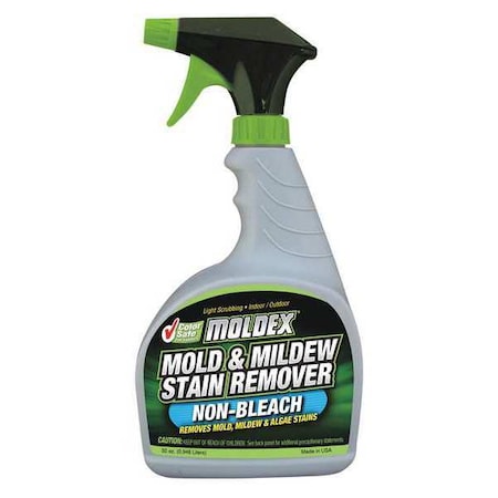 Bleach-Free Mold Mildew Stain Remover, 32 Oz Trigger Spray Bottle, Unscented, Clear