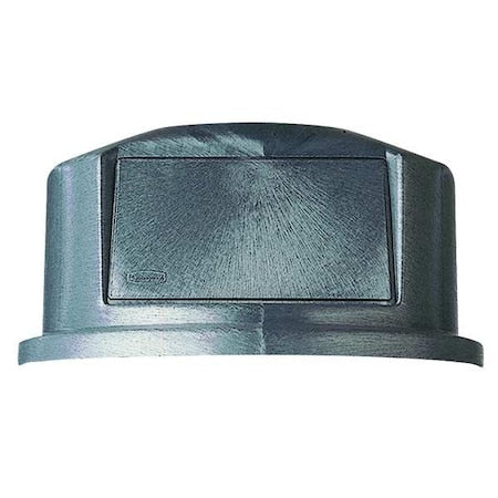 BRUTE(R) 55 gal Trash Can Lid, Dome with Push Door Gray, Resin, 1 Openings 27 1/4 in W/Dia
