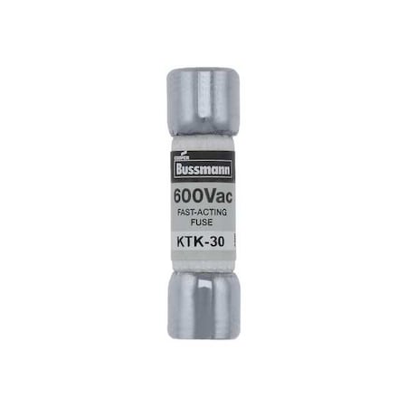 Midget Fuse, Fast-Acting, 30A, 600V AC, Non-Indicating, 100kA at 600V AC