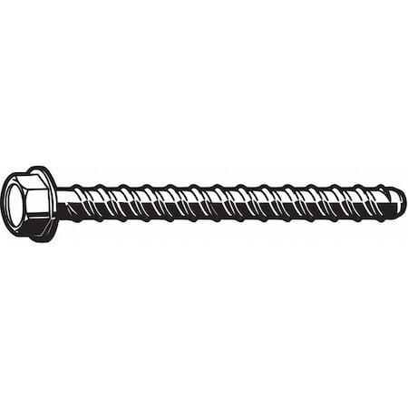 Concrete Screw, 3/4" Dia., Hex, 4 1/2 in L, Steel Zinc Plated, 10 PK