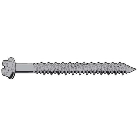 Concrete Screw, 1/4" Dia., Hex, 3 3/4 in L, 410 Stainless Steel Silver Ruspert, 100 PK
