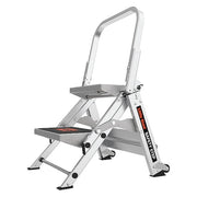 Folding Step, 2 Steps, 300 lb Load Capacity, 18 in Overall Height, Aluminum, Gray