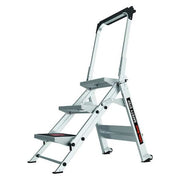 3 Steps, Aluminum Step Stool, 300 lbs Load Capacity, Gray