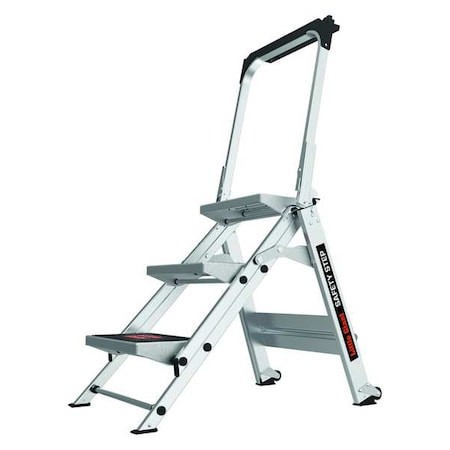 3 Steps, Aluminum Step Stool, 300 lbs Load Capacity, Gray