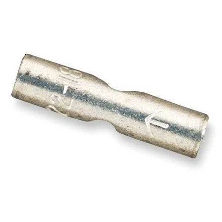 Butt Splice Wire Connector, 14 AWG Max, Bare, None Insulation, 600 V, 100 PK