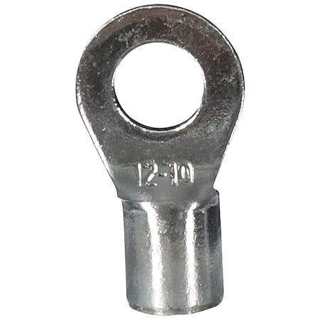 Ring Terminal, #10 Stud Size, 10 AWG, 1,000 V, Bare Insulated, Bare, Crimp Termination Only, 50 PK