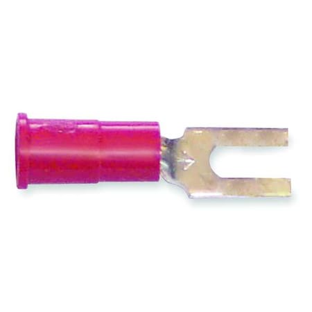 Fork Terminal, #6 Stud Size, 18 AWG, 600 V, Vinyl Insulated, Red, Crimp Termination Only, 100 PK