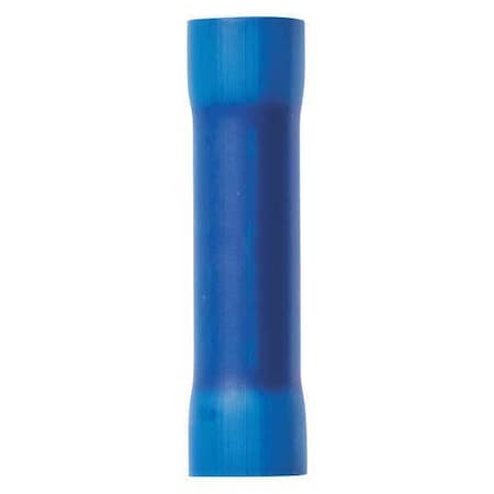 Butt Splice Wire Connector, 4 AWG Max, Blue, Vinyl Insulation, 600 V, 100 PK